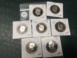 Lot of 7 1970's Proof Kennedy Half Dollars, All Different Dates