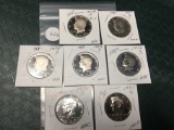 Lot of 7 1970's Proof Kennedy Half Dollars, All Different Dates