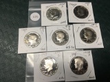 Lot of 7 1970's Proof Kennedy Half Dollars, All Different Dates