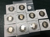 Lot of 10 1980-1989 Proof Kennedy Half Dollaras
