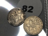 (2) 1856 3 Cent Silver