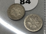 (2) 1858 3 Cent Silver