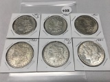6X$ (4) 1921, 1921-D, 1921-S Morgan Dollars