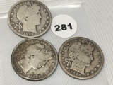 1898, 1899-O, 199-S Barber Half Dollars