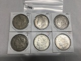 6x$ 1921, 1921-D, 1921-S Morgan Dollar