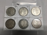 6x$ 1921, 1921-D, 1921-S Morgan Dollar