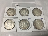 Lot of 6 1963, (4) 1964, 1965 Mexico Peso, Unc.