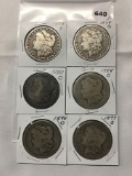6x$ 1878-S, 1879-S, 1880-O, 1888-O, 1890-O, 1897-O Morgan Dollar