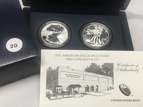 2013 American Eagle West Point  2 coin Silver proof set