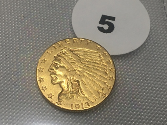 1913 $2 1/2 Indian Gold