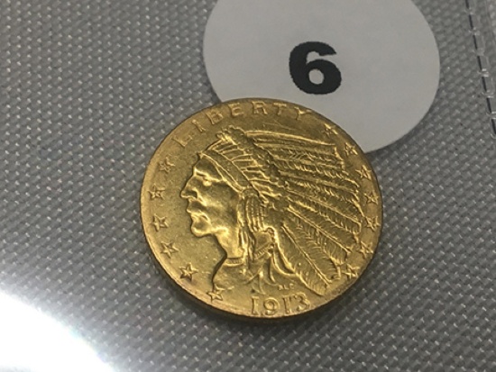1913 $2 1/2 Indian Gold