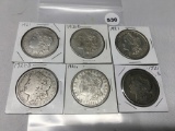 6x$ 1921, D, S Morgan Dollars