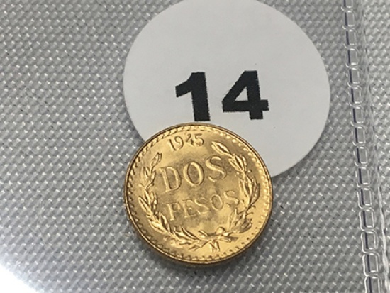 1945 2 pesos Gold
