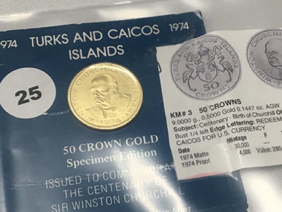 1974 50 Crown Gold, 9.0000g, 0.5000 Gold