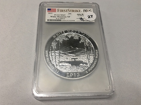 2013 White Mountain NP 5 oz. Silver, PCGS MS69