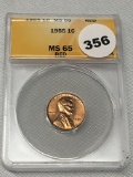 1955 Lincoln Cent ANACS MS65 Red