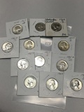 Lot of 12 Silver Washington Quarters (some unc)
