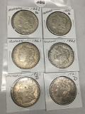 6x$ 1921 P,D,S Morgan Dollars