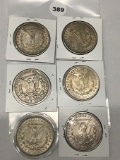 6x$ 1921 P,D,S Morgan Dollars