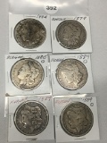 6x$ 1879, 84, 84-0, 85-0, 89-0, 89 Morgan Dollars
