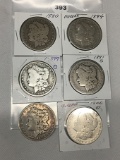 6x$ 1884, 83, 80, 81-S, 99-0, 00-0 Morgan Dollars
