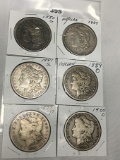 6x$ 1889, 80-S, 81-S, 89-0, 99-0, 00-0 Morgan Dollars