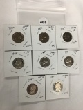 Lot of 8 1970's, 80's, Proof Jefferson Nickles