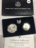 1991-1995 WWII 50th Anniversary 90% Silver Dollar