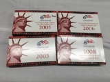 Lot of 4 (2) 2005, 2006, 2008 Silver Proof Sets