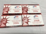 Lot of 4 2005, (2) 2006, 2008 Silver Proof Sets
