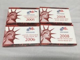 Lot of 4 2005, 2006, (2) 2008 Silver Proof Sets