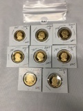 Lot of 8 Proof Presidential Dollars