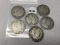 Lot of 6 1907, 08, 08-D, 09, 09-S, 09-D Barber Half Dollars