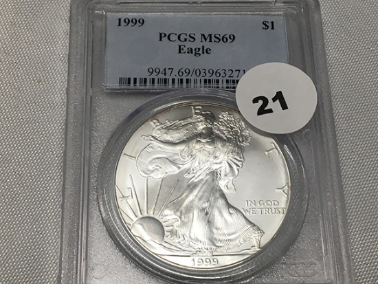 1999 Silver Eagle PCGS MS69