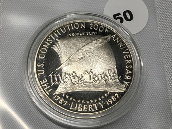 1987-S Liberty Constitution $1 Proof, 90% Silver