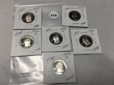 Lot of 6 1980-S - 90's Proof Washington Quarters