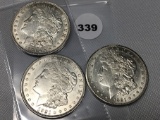 3x$ 1921, D, S Morgan Dollars