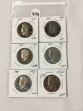 Lot of 6 1980's Proof Kennedy Half Dollars