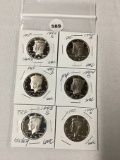 Lot of 6 1990's Proof Kennedy Half Dollars