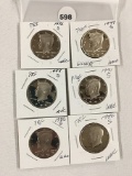 Lot of 6 1990's Proof Kennedy Half Dollars