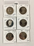 Lot of 6 2000's Proof Kennedy Half Dollars