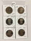 Lot of 6 2000's Proof Kennedy Half Dollars