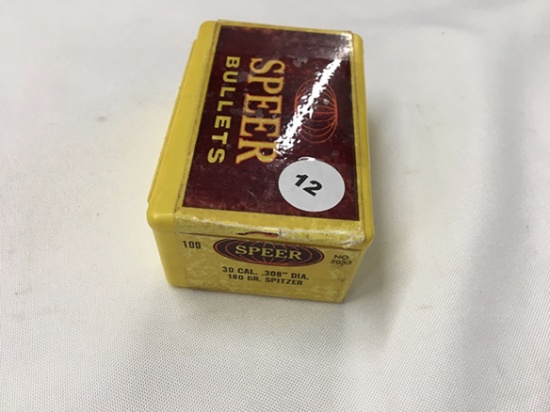 NO SHIPPING: (100) Speer 30 Cal., .308 in. Dia., 180 gr Spitzer