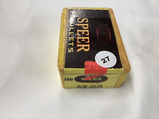 NO SHIPPING: (100) Speer .38 Cal., .357 Dia, 125 gr Jacketed Soft Point