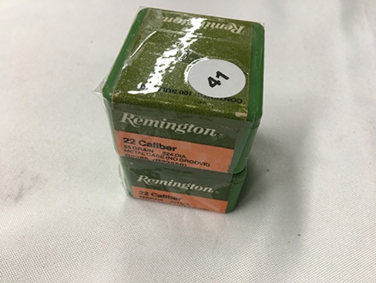 NO SHIPPING: (198) Remington 22 Cal., .224 Dia., 55 gr Metal Case No Groove