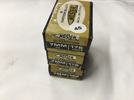 NO SHIPPING: (150) Nosler 7mm Cal., 175 gr Semi-Spitzer