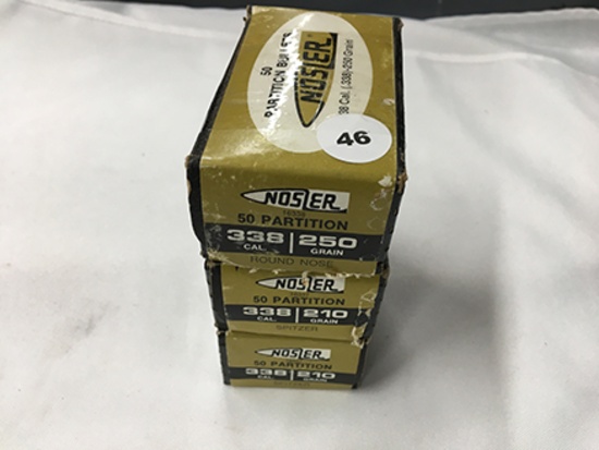 NO SHIPPING: (150) Nosler 333 Cal., 250 gr Spitzer