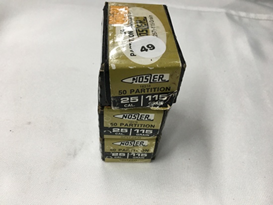 NO SHIPPING: (150) Nosler 25 Cal., 115 gr Spitzer