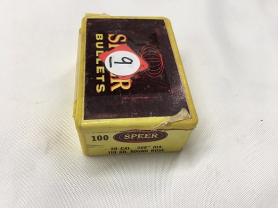 NO SHIPPING: (58) Speer 30 Cal., .308 in. Dia., 110 gr, Round Nose