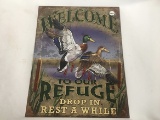 NO SHIPPING: Welcome Metal Sign 12 1/2x16in